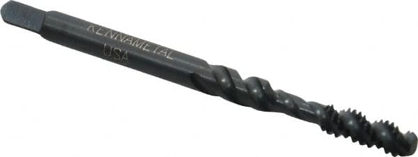 Kennametal - #6-32 UNC 3 Flute 2B Bottoming Spiral Flute Tap - Vanadium High Speed Steel, Oxide Finish, 2" OAL, Right Hand Flute, Right Hand Thread, H3 - Caliber Tooling