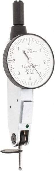 TESA Brown & Sharpe - 0.008 Inch Range, 0.0001 Inch Dial Graduation, Horizontal Dial Test Indicator - 1 Inch White Dial, 0-4-0 Dial Reading, Accurate to 0.0001 Inch - Caliber Tooling