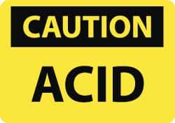 NMC - "Caution - Acid", 10" Long x 14" Wide, Rigid Plastic Safety Sign - Rectangle, 0.05" Thick, Use for Hazardous Materials - Caliber Tooling