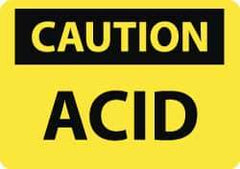 NMC - "Caution - Acid", 10" Long x 14" Wide, Rigid Plastic Safety Sign - Rectangle, 0.05" Thick, Use for Hazardous Materials - Caliber Tooling