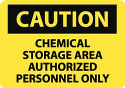 NMC - "Caution - Chemical Storage Area - Authorized Personnel Only", 10" Long x 14" Wide, Rigid Plastic Safety Sign - Rectangle, 0.05" Thick, Use for Hazardous Materials - Caliber Tooling