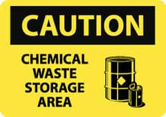 NMC - "Caution - Chemical Waste Storage Area", 10" Long x 14" Wide, Rigid Plastic Safety Sign - Rectangle, 0.05" Thick, Use for Hazardous Materials - Caliber Tooling