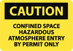 NMC - "Caution - Confined Space - Hazardous Atmosphere - Entry by Permit Only", 10" Long x 14" Wide, Rigid Plastic Safety Sign - Rectangle, 0.05" Thick, Use for Accident Prevention - Caliber Tooling