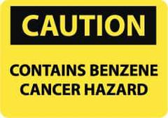 NMC - "Caution - Contains Benzene - Cancer Hazard", 10" Long x 14" Wide, Rigid Plastic Safety Sign - Rectangle, 0.05" Thick, Use for Hazardous Materials - Caliber Tooling