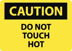 NMC - "Caution - Do Not Touch - Hot", 10" Long x 14" Wide, Rigid Plastic Safety Sign - Rectangle, 0.05" Thick, Use for Hazardous Materials - Caliber Tooling