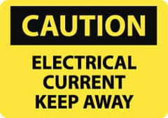 NMC - "Caution - Electrical Current - Keep Away", 10" Long x 14" Wide, Rigid Plastic Safety Sign - Rectangle, 0.05" Thick, Use for Accident Prevention - Caliber Tooling