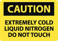 NMC - "Caution - Extremely Cold Liquid Nitrogen - Do Not Touch", 10" Long x 14" Wide, Rigid Plastic Safety Sign - Rectangle, 0.05" Thick, Use for Hazardous Materials - Caliber Tooling