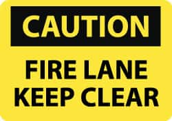 NMC - "Caution - Fire Lane - Keep Clear", 10" Long x 14" Wide, Rigid Plastic Safety Sign - Rectangle, 0.05" Thick, Use for Accident Prevention - Caliber Tooling