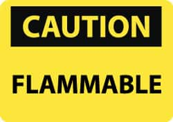 NMC - "Caution - Flammable", 10" Long x 14" Wide, Rigid Plastic Safety Sign - Rectangle, 0.05" Thick, Use for Hazardous Materials - Caliber Tooling