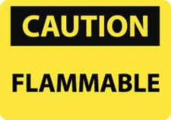 NMC - "Caution - Flammable", 10" Long x 14" Wide, Pressure-Sensitive Vinyl Safety Sign - Rectangle, 0.004" Thick, Use for Hazardous Materials - Caliber Tooling