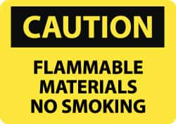 NMC - "Caution - Flammable Materials - No Smoking", 10" Long x 14" Wide, Rigid Plastic Safety Sign - Rectangle, 0.05" Thick, Use for Hazardous Materials - Caliber Tooling