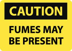 NMC - "Caution - Fumes May Be Present", 10" Long x 14" Wide, Rigid Plastic Safety Sign - Rectangle, 0.05" Thick, Use for Hazardous Materials - Caliber Tooling