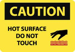 NMC - "Caution - Hot Surface - Do Not Touch", 10" Long x 14" Wide, Rigid Plastic Safety Sign - Rectangle, 0.05" Thick, Use for Hazardous Materials - Caliber Tooling