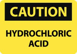 NMC - "Caution - Hydrochloric Acid", 10" Long x 14" Wide, Rigid Plastic Safety Sign - Rectangle, 0.05" Thick, Use for Hazardous Materials - Caliber Tooling