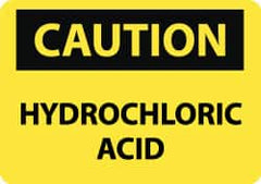 NMC - "Caution - Hydrochloric Acid", 10" Long x 14" Wide, Rigid Plastic Safety Sign - Rectangle, 0.05" Thick, Use for Hazardous Materials - Caliber Tooling