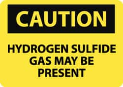 NMC - "Caution - Hydrogen Sulfide Gas May Be Present", 10" Long x 14" Wide, Pressure-Sensitive Vinyl Safety Sign - Rectangle, 0.004" Thick, Use for Hazardous Materials - Caliber Tooling