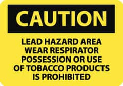 NMC - "Caution - Lead Hazard Area - Wear Respirator - Possession or Use of Tobacco Products Is Prohibited", 10" Long x 14" Wide, Rigid Plastic Safety Sign - Rectangle, 0.05" Thick, Use for Accident Prevention - Caliber Tooling