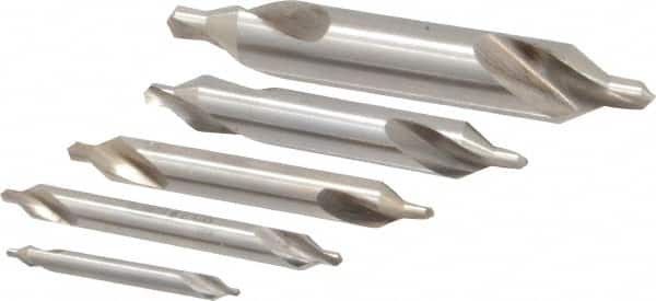 Keo - 5 Piece, #1 to 5, Plain Edge, Cobalt Combo Drill & Countersink Set - 60° Incl Angle - Caliber Tooling