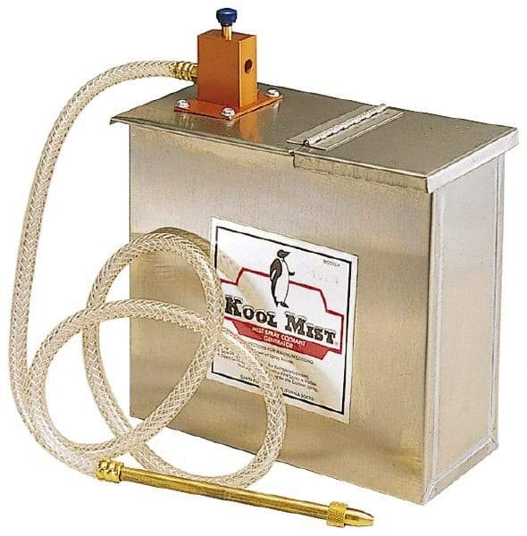 Kool Mist - 1 Outlet, 3 Gal Tank Capacity, Stainless Steel Tank Mist Coolant System - 4' Coolant Line Length, 6" Hose Length, 5/16" Nozzle Diam - Caliber Tooling