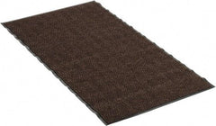 PRO-SAFE - 5 Ft. Long x 3 Ft. Wide, Poly Blended Carpet Surface, Chevron Ribbed Entrance Matting - 5/16 Inch Thick, Indoor, Medium Traffic, Vinyl, Brown, 4 Edged Side - Caliber Tooling