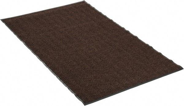 PRO-SAFE - 6 Ft. Long x 4 Ft. Wide, Poly Blended Carpet Surface, Chevron Ribbed Entrance Matting - 5/16 Inch Thick, Indoor, Medium Traffic, Vinyl, Brown, 4 Edged Side - Caliber Tooling