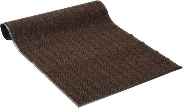 PRO-SAFE - 8 Ft. Long x 4 Ft. Wide, Poly Blended Carpet Surface, Chevron Ribbed Entrance Matting - 5/16 Inch Thick, Indoor, Medium Traffic, Vinyl, Brown, 4 Edged Side - Caliber Tooling