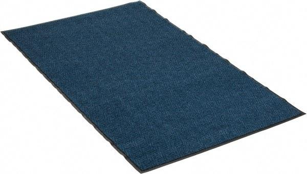 PRO-SAFE - 6 Ft. Long x 4 Ft. Wide, Poly Blended Carpet Surface, Chevron Ribbed Entrance Matting - 5/16 Inch Thick, Indoor, Medium Traffic, Vinyl, Blue, 4 Edged Side - Caliber Tooling