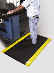 PRO-SAFE - 60' Long x 4' Wide, Dry Environment, Anti-Fatigue Matting - Black with Yellow Borders, Urethane with Vinyl Sponge Base, Beveled on 4 Sides - Caliber Tooling