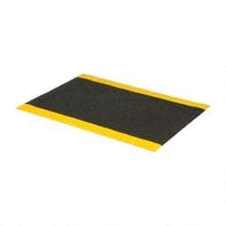 PRO-SAFE - 4' Long x 3' Wide, Dry Environment, Anti-Fatigue Matting - Black with Yellow Borders, Urethane with Vinyl Sponge Base, Beveled on 4 Sides - Caliber Tooling