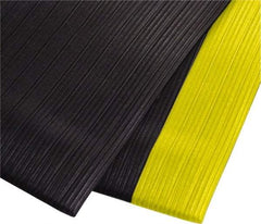 PRO-SAFE - 60' Long x 2' Wide, Dry Environment, Anti-Fatigue Matting - Black with Yellow Borders, Vinyl with Vinyl Sponge Base, Beveled on 4 Sides - Caliber Tooling