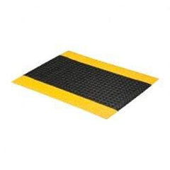 PRO-SAFE - 3' Long x 2' Wide, Dry Environment, Anti-Fatigue Matting - Black with Yellow Borders, Vinyl with Vinyl Sponge Base, Beveled on 4 Sides - Caliber Tooling