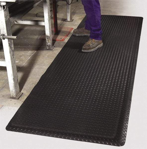 PRO-SAFE - 12' Long x 3' Wide, Dry Environment, Anti-Fatigue Matting - Black, Vinyl with Vinyl Sponge Base, Beveled on 4 Sides - Caliber Tooling