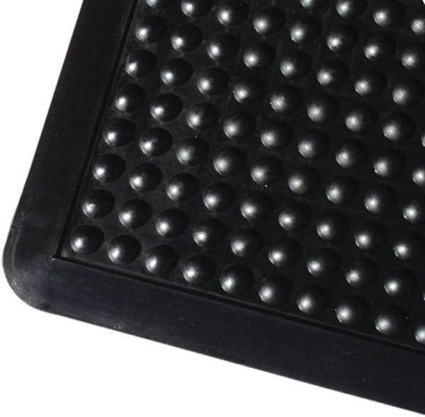 PRO-SAFE - 3' Long x 2' Wide, Dry Environment, Anti-Fatigue Matting - Black, Natural Rubber with Rubber Base, Rounded on 4 Sides - Caliber Tooling