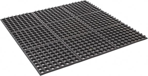 PRO-SAFE - 3' Long x 3' Wide x 5/8" Thick, Anti-Fatigue Modular Matting Tiles - 2 Interlocking Sides, Black, For Dry & Wet Areas, Series Pro-Safe - Caliber Tooling