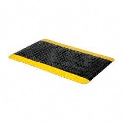 PRO-SAFE - 3' Long x 2' Wide, Dry Environment, Anti-Fatigue Matting - Black with Yellow Borders, Vinyl with Vinyl Sponge Base, Beveled on 4 Sides - Caliber Tooling