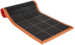 PRO-SAFE - 10' Long x 3' Wide, Dry/Wet Environment, Anti-Fatigue Matting - Black with Orange Borders, Natural Rubber with Rubber Base, Beveled on 4 Sides - Caliber Tooling