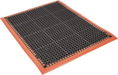 PRO-SAFE - 3' Wide, Dry/Wet Environment, Anti-Fatigue Matting - Black with Orange Borders, Natural Rubber with Rubber Base, Beveled on 4 Sides - Caliber Tooling