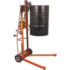 Wesco Industrial Products - 750 Lb Load Capacity, 30, 55 & 85 Gal Drum Lifter - 30" Wide x 70-3/4" High, 2 Steel Wheels - Caliber Tooling