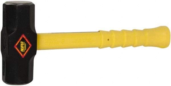 NUPLA - 10 Lb Head, 16" Long Sledge Hammer - Steel Head, 2-1/2" Face Diam, Fiberglass Handle - Caliber Tooling