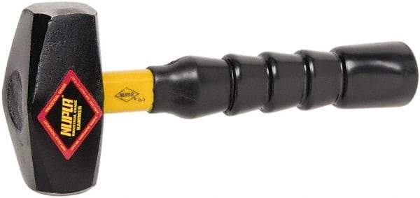 NUPLA - 3 Lb Head, 10" Long Drilling Hammer - Steel Head, 1-27/64" Face Diam, Fiberglass Handle - Caliber Tooling