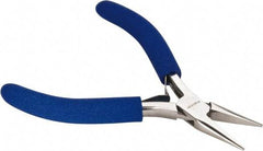 Aven - 4-1/2" OAL, 15/16" Jaw Length x 23/64" Jaw Width, Long Nose Chain Nose Pliers - Smooth Jaw, Standard Head, ESD Cushion Handles, with Spring - Caliber Tooling