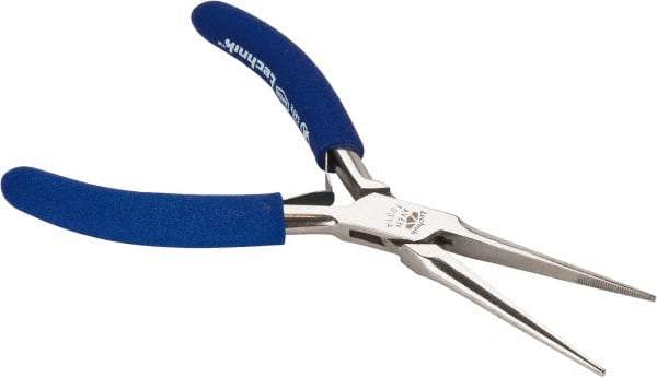 Aven - 5-3/4" OAL, 1-15/16" Jaw Length x 25/64" Jaw Width, Long Nose Needle Nose Pliers - Serrated Jaw, Standard Head, ESD Cushion Handles, with Spring - Caliber Tooling