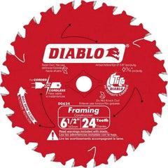 Freud - 6-1/2" Diam, 5/8" Arbor Hole Diam, 24 Tooth Wet & Dry Cut Saw Blade - Carbide-Tipped, Standard Round Arbor - Caliber Tooling