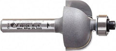 Amana Tool - 7/8" Cut Diam, 9/16" Length of Cut, 2 Flute Cove Edge Profile Router Bit - Carbide-Tipped, 1/4" Shank Diam, 2" OAL, Uncoated - Caliber Tooling