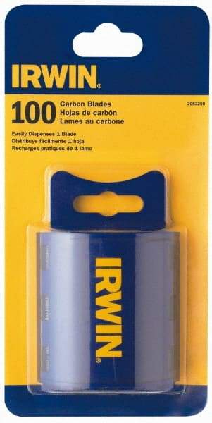 Irwin - 100 Piece Steel Utility Knife Blade - 2-3/8" OAL, 0.024" Blade Thickness - Caliber Tooling