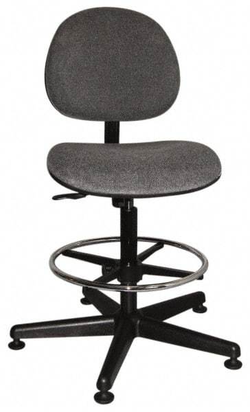 Bevco - Swivel Stool - 18" Wide x 18" Deep, Woven Fabric Seat, Gray - Caliber Tooling