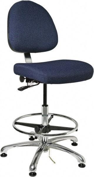 Bevco - ESD Swivel Stool with Back Rest - 20" Wide x 18" Deep, Fabric Mesh Seat, Navy - Caliber Tooling