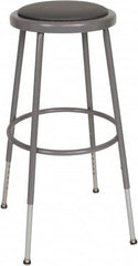 NPS - 16-3/4" Wide x 18-1/2" Deep x 31 to 39" High, Standard Base, Adjustable Seat Stool - Vinyl Seat, Gray - Caliber Tooling