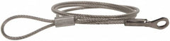 Made in USA - 12" Long, Stainless Steel Cable Loop & Eye End, Quick Release Pin Lanyard - 3/64" Cable Diam, 3/16" Hole Diam, Nylon Cable - Caliber Tooling