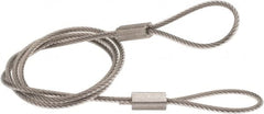 Made in USA - 18" Long, Stainless Steel Cable Loop & Loop End, Quick Release Pin Lanyard - 3/64" Cable Diam, Nylon Cable - Caliber Tooling